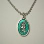 Enamel Silver Plated GREEN Saint Christopher 24" Stainless Steel Ball Chain Necklace