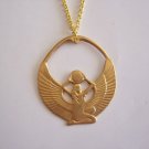 Raw Brass Egyptian Isis Medallion on a 24" 2.2 mm Gold Plated Necklace