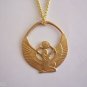 Raw Brass Egyptian Isis Medallion on a 24" 2.2 mm Gold Plated Necklace