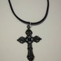 Large Black Cross on a 18"Suede Choker Necklace