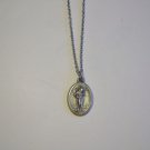Oxidized Silver St. Christopher Medal on a 24" Stainless Steel Necklace Land Sea Air