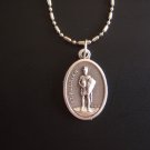 Silver Plated St. Florian Medal Bar Ball 24" Stainless Steel Necklace Firefighters