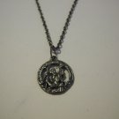 Antiqued Pewter St. Christopher on 24" Gunmetal Necklace