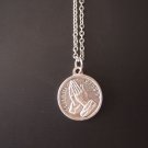 Oxidized Silver Plated Serenity Prayer Medallion on a 24" Stainless Steel Necklace