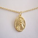 Gold Plated Guardian Angel Medal on a 24" Gold Plated Necklace Virgin Mary