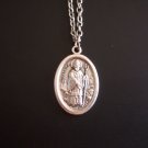 Oxidized Silver Saint Patrick Medal on a 24" Stainless Steel Necklace ~