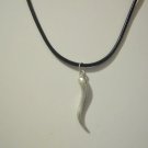 Pewter Cornicello "Italian Horn"on an 18" Leather Necklace