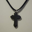 Hematite Cross on an 18" Adjustable Black Choker Necklace