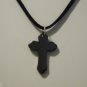 Hematite Cross on an 18" Adjustable Black Choker Necklace