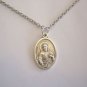 Oxidized Silver Plated Sacred Heart Holy Medal on a Stainless Steel Necklace