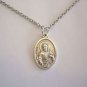 Oxidized Silver Plated Sacred Heart Holy Medal on a Stainless Steel Necklace