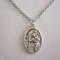 Oxidized Saint Christopher / Guardian Angel on a 24" Stainless Steel Necklace