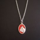 Red Enamel St. Anthony and St. Francis Medal on a 24" Stainless Steel Necklace