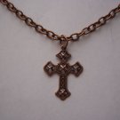 Copper Plated Filigree Cross on a 24" Copper Plated Necklace