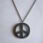 A Beautiful Large Hematite Peace Sign Symbol  on a 24" Gunmetal Necklace