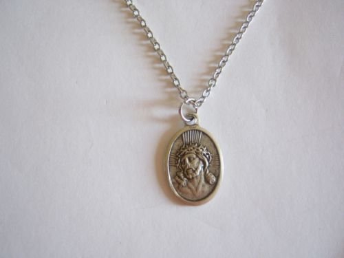 Ecce Homo Behold the Man Our Lady of Sorrow Medal  on a 24" Stainless Steel Necklace