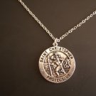 Silver Plated St. Christopher Medallion on a 24"  2mm x 3mm Stainless Steel Necklace