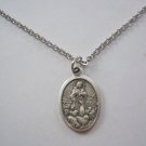 Oxidized Silver Good Shepherd Medal on a 24" Stainless Steel Necklace