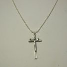 Oxidized Silver Plated JESUS on the CROSS 24" Stainless Steel Ball Chain Necklace