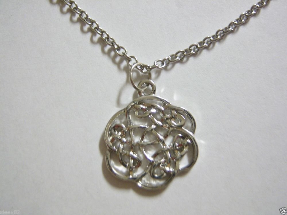 Silver Plated Round Celtic Knot on a 24" Stainless Steel Necklace