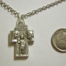 Jesus, Mary & Joseph / St. Christopher Cross  on a 24" Stainless Steel Necklace