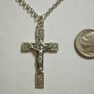 Oxidized Silver Plated Crucifix outlined w/ Roses on a 24" Stainless Steel Necklace