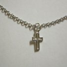 Small Silver Plated Cross on a 24" Stainless Steel Necklace