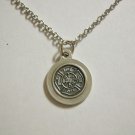 Oxidized Silver Plated Fire Dept. and St. Florian on a 24" Stainless Steel Necklace