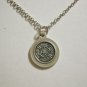 Oxidized Silver Plated Fire Dept. and St. Florian on a 24" Stainless Steel Necklace