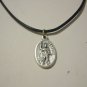 St. Expedite Medal on a 18" Genuine Black Leather Necklace