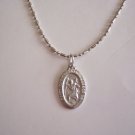Small Pewter Oval Saint Christopher on a 24" Bar and Ball Stainless Steel Necklace