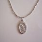 Small Pewter Oval Saint Christopher on a 24" Bar and Ball Stainless Steel Necklace