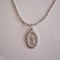 Small Pewter Oval Saint Christopher on a 24" Bar and Ball Stainless Steel Necklace