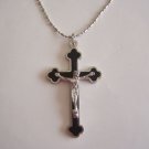Silver Plated Enamel Cursillo Crucifix on a 24" Bar & Ball Stainless Steel Necklace