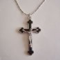 Silver Plated Enamel Cursillo Crucifix on a 24" Bar & Ball Stainless Steel Necklace