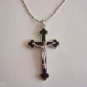 Silver Plated Enamel Cursillo Crucifix on a 24" Bar & Ball Stainless Steel Necklace