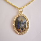 Gold Plated Colored St. Michael Devotional Medal on a 24" Gold Plated Necklace