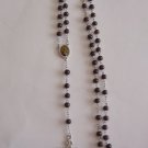 St. Joseph Rosary with Dark Brown Glass 6mm Bead Fathers with Rosary Case