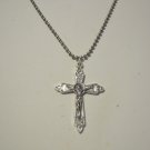 Very Detailed Silver Plated Crucifix on a 24" Stainless Steel Ball Chain Necklace