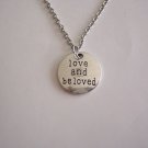 Silver Plated Love and Beloved Medallion on a 24" Stainless Steel Necklace