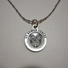 Silver Pltd Armed Forces & St. Michael on a 24" Bar & Ball Stainless Steel Necklace