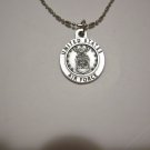 Oxidized Air Force & St. Christopher on a 24" Bar and Ball Stainless Steel Necklace