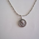 Our Lady of Sorrows on a 24" Bar & Ball Stainless Steel Necklace Mary Madonna