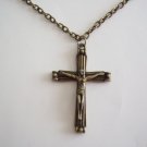 Antiqued Brass Plated  Crucifix on a 24" Brass Necklace