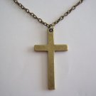 Antiqued Brass Plated  Cross on a Brass Necklace