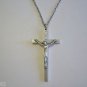 2" Oxidized Silver Plated Crucifix on a24" Stainless Steel Necklace