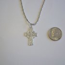Beautiful Small Pewter Celtic Cross on a 24" Bar and Ball Stainless Steel Necklace