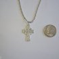 Beautiful Small Pewter Celtic Cross on a 24" Bar and Ball Stainless Steel Necklace
