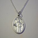 Oxidized Silver Plated St MARK Medal on a 24"Stainless Steel Necklace