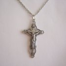 Silver Plated Orthodox Byzantine Style Crucifix on a 24" Stainless Steel Necklace